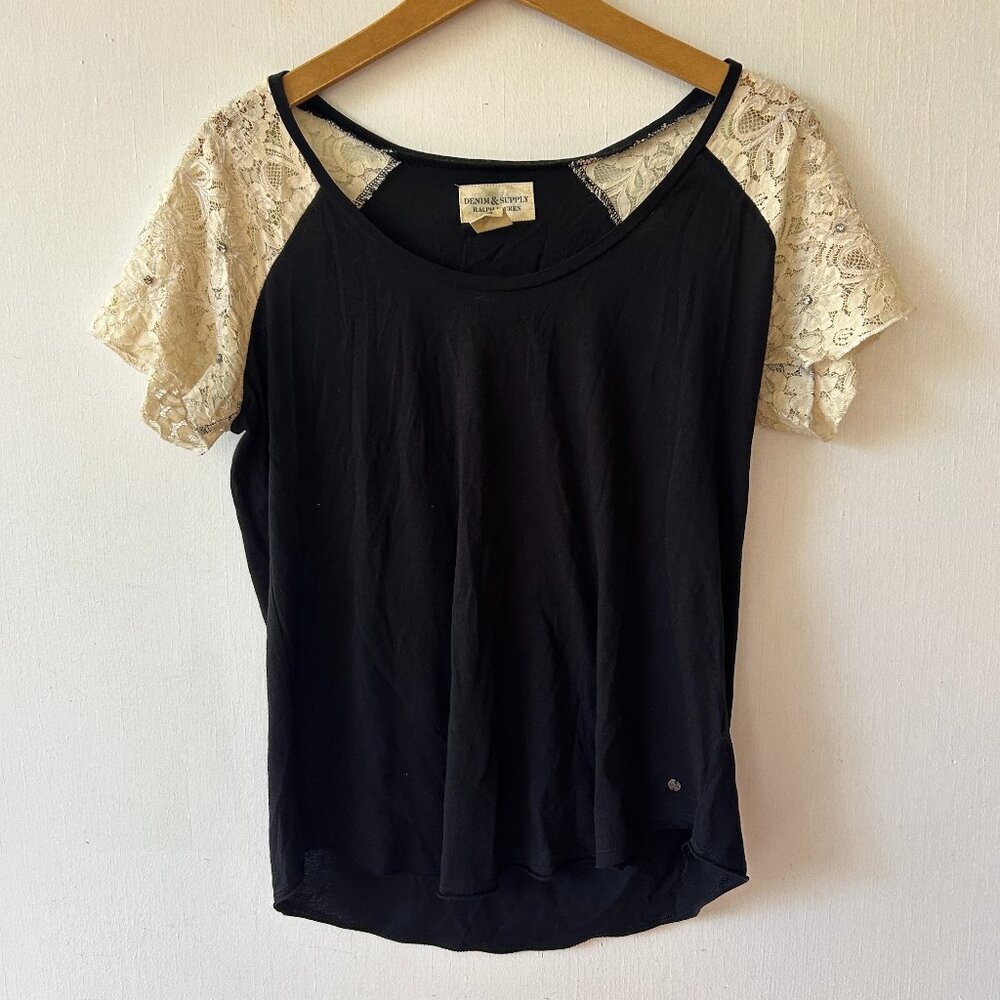 Denim & Supply Ralph Lauren Whimsigoth Blouse Womens Small Lace Y2K Fairy Grunge